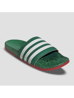 adidas Green White Red Adilette Slide Sandals Mexico men size 9